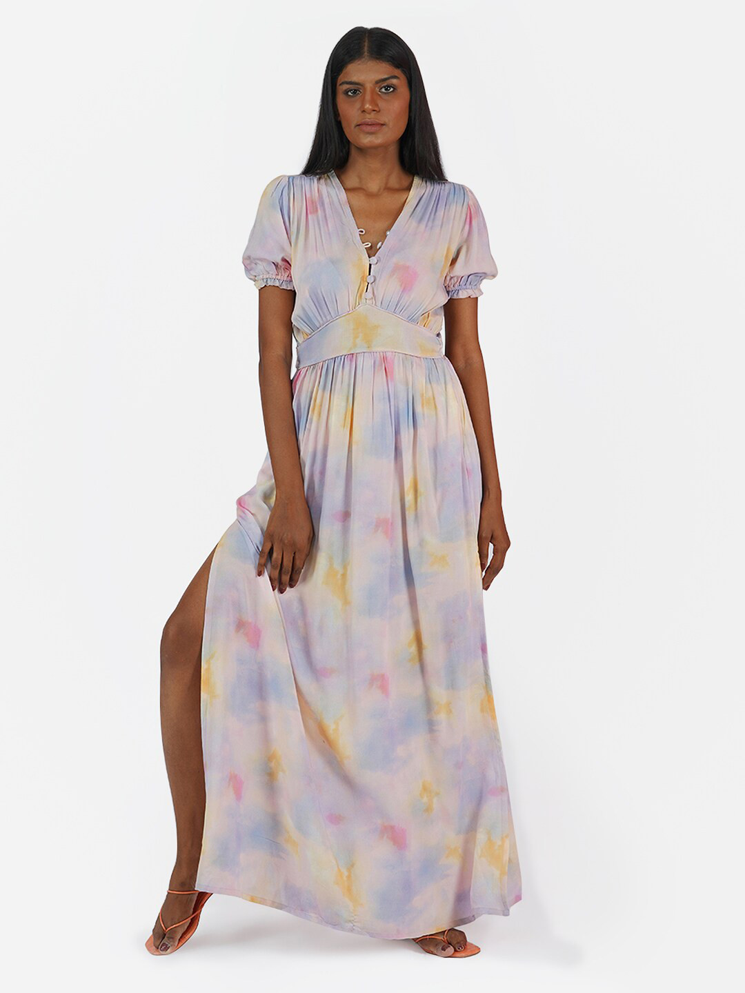 KLAS NOBL Pink Tie and Dye Maxi Dress