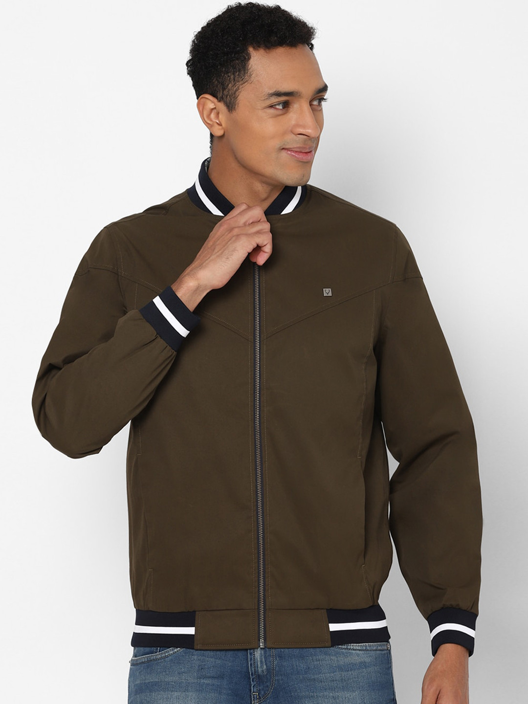 Allen Solly Men Olive Green Bomber Jacket