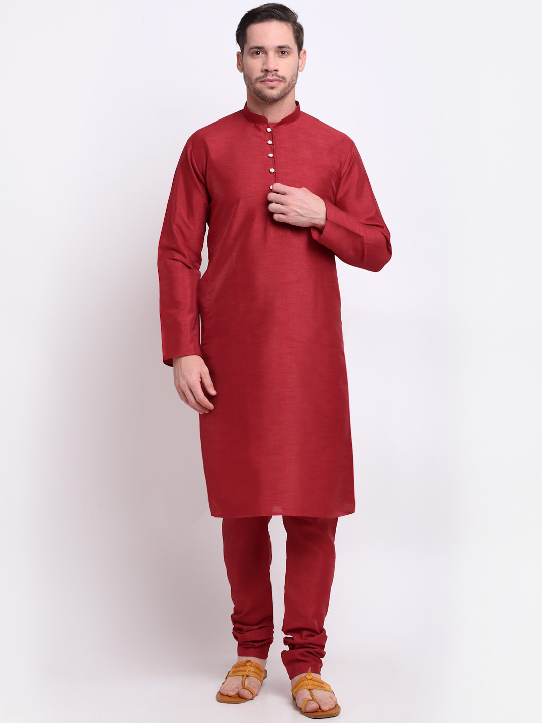 KRAFT INDIA Men Maroon Regular Kurta with Churidar