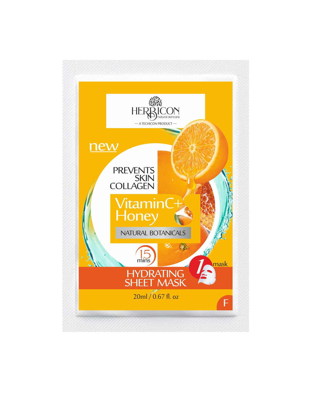 HERBICON Vitamin C Face Sheet Mask with Vitamin C and Honey for Skin Illumination - 20 g