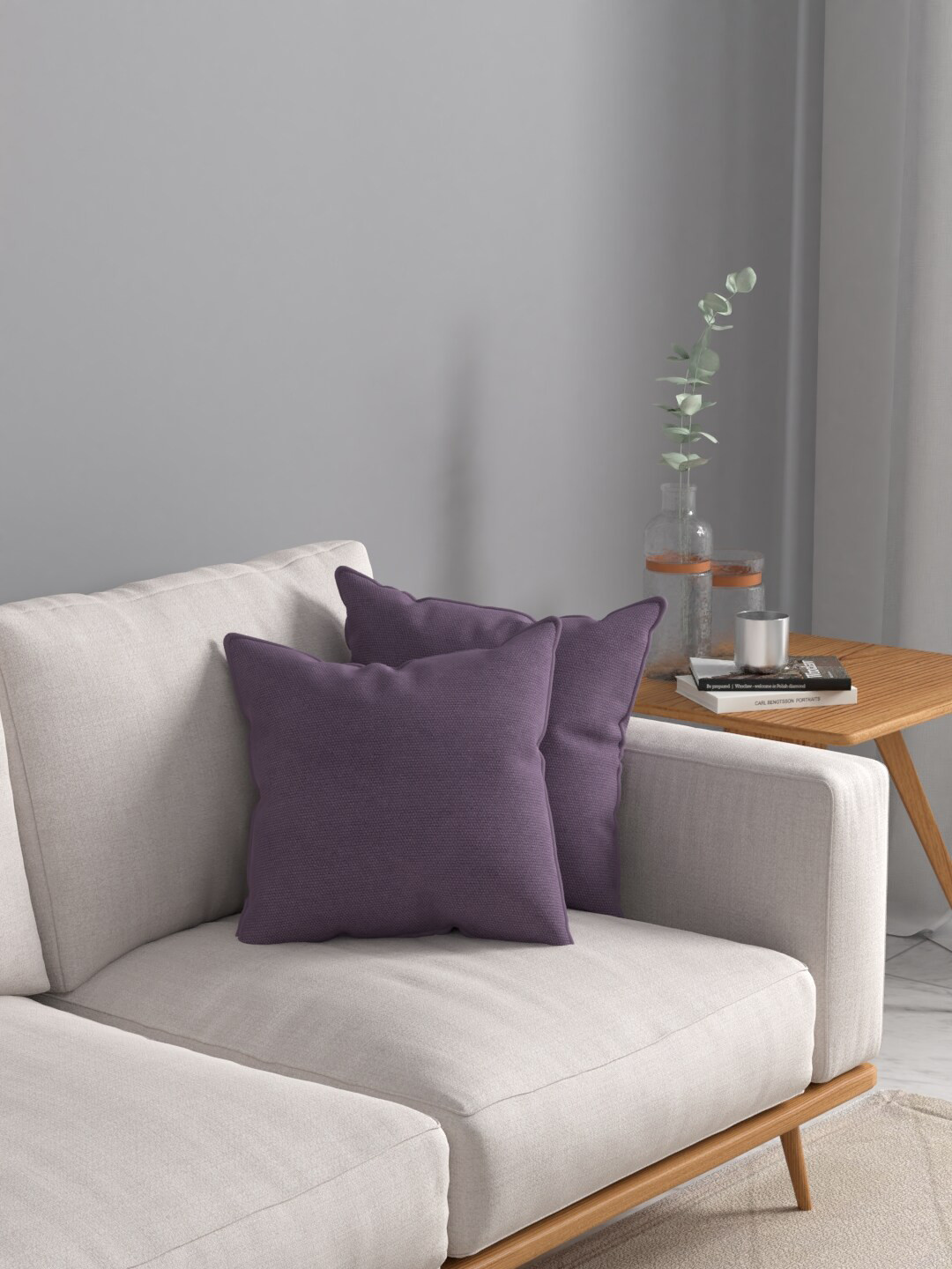 ROSARA HOME Lavender Set of 2 Velvet Square Cushion Covers