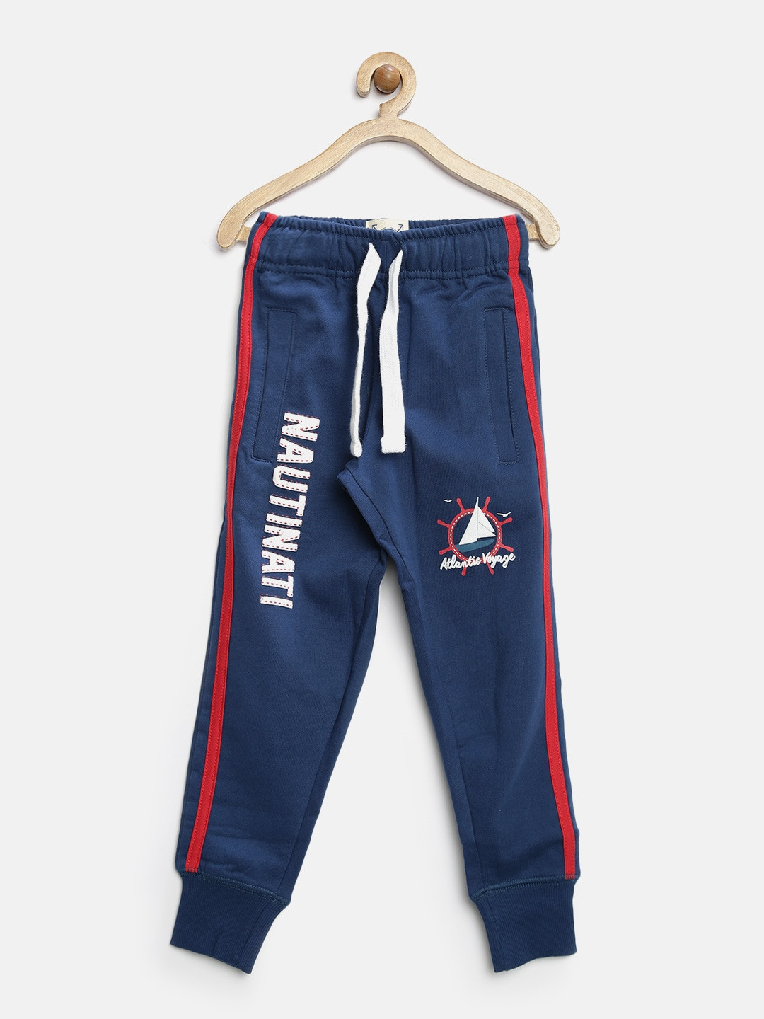 Nauti Nati Boys Navy Printed Track Pants