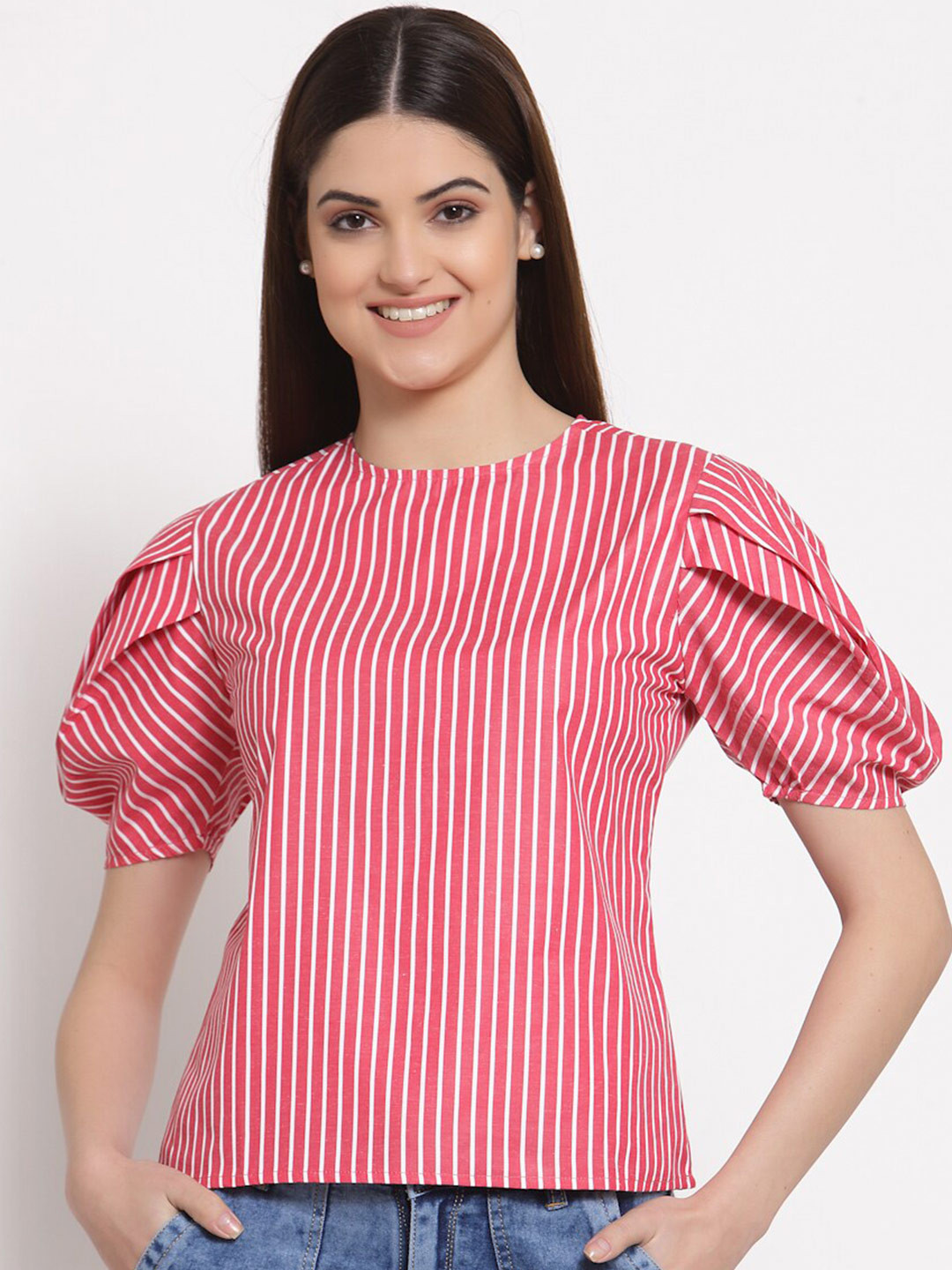 Style Quotient Red & White Striped Top