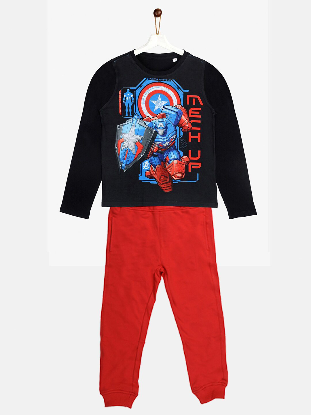YK Marvel Boys Black & Red Captain America Clothing Set