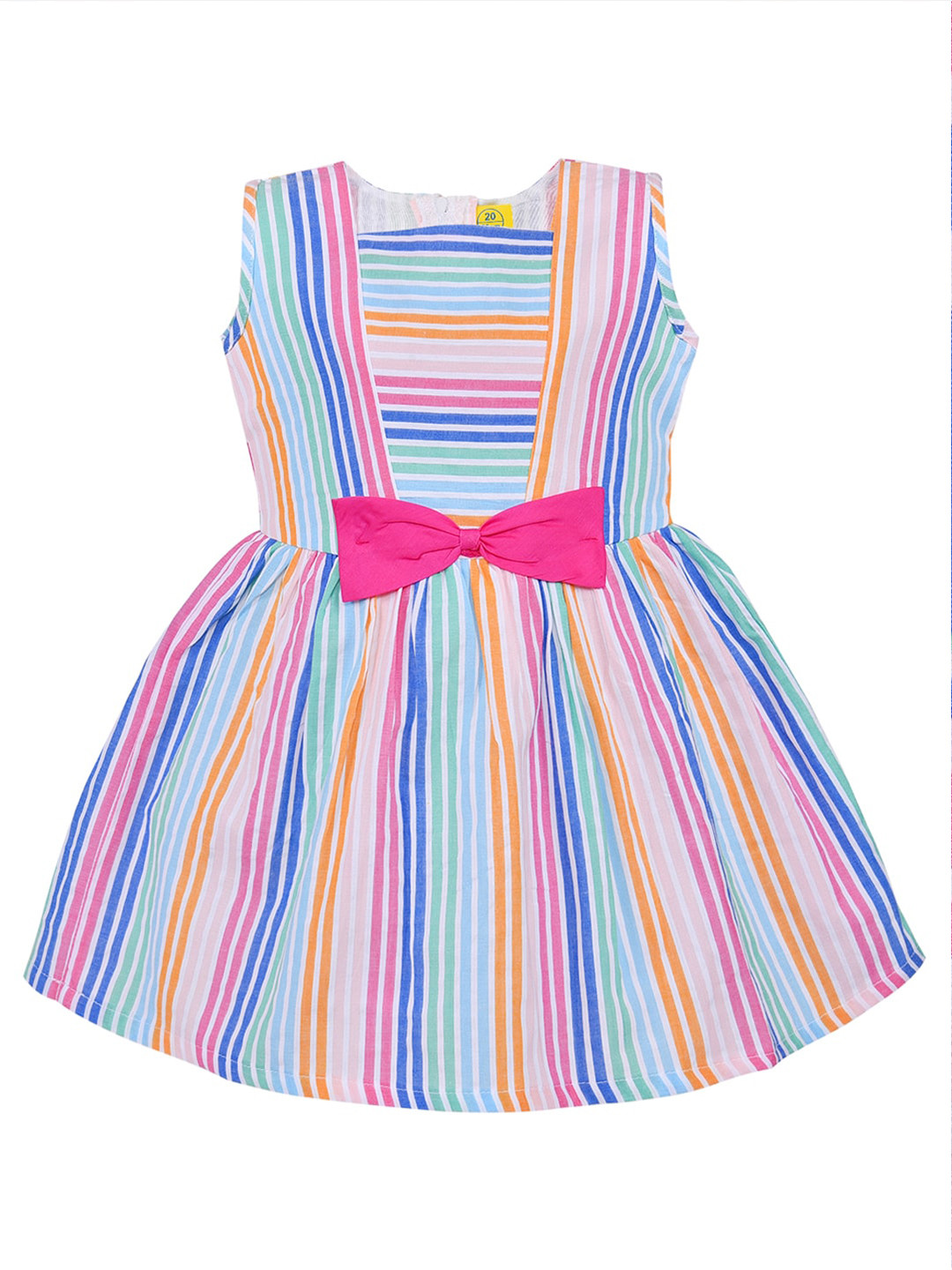 Wish Karo Pink & Blue Striped Dress