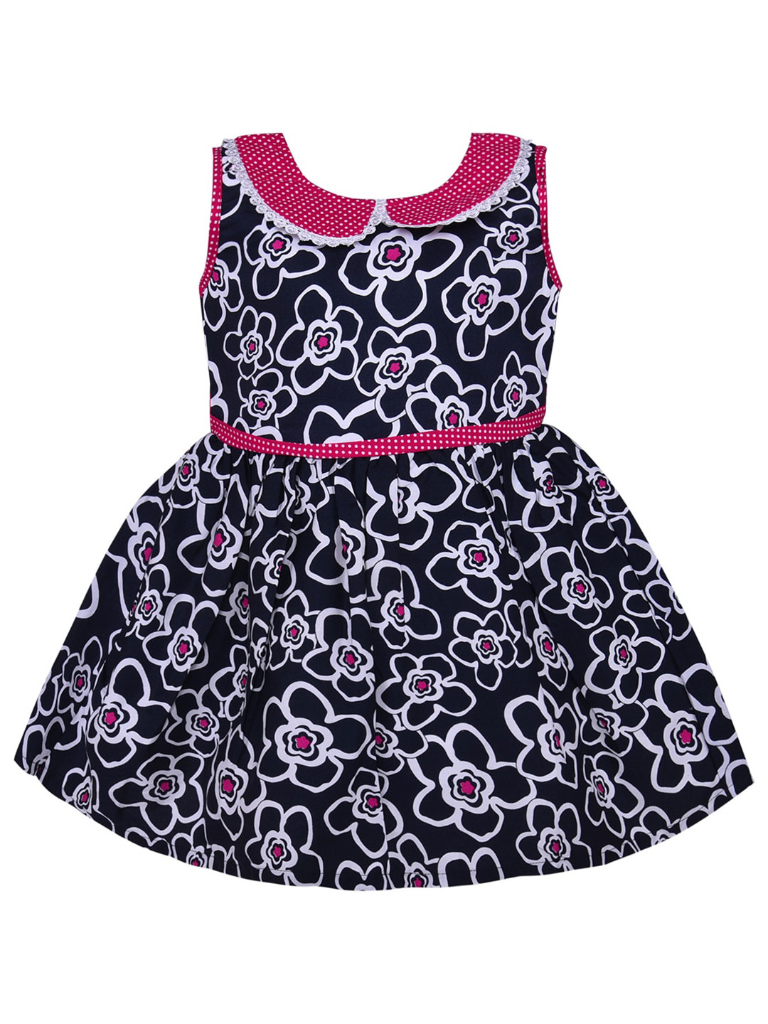 Wish Karo Navy Blue Peter Pan Collar Dress