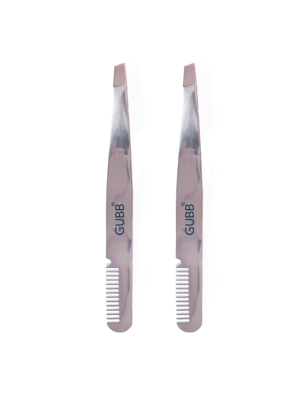 GUBB Set Of 2 Silver-Toned Dual Function Eyebrow Tweezers