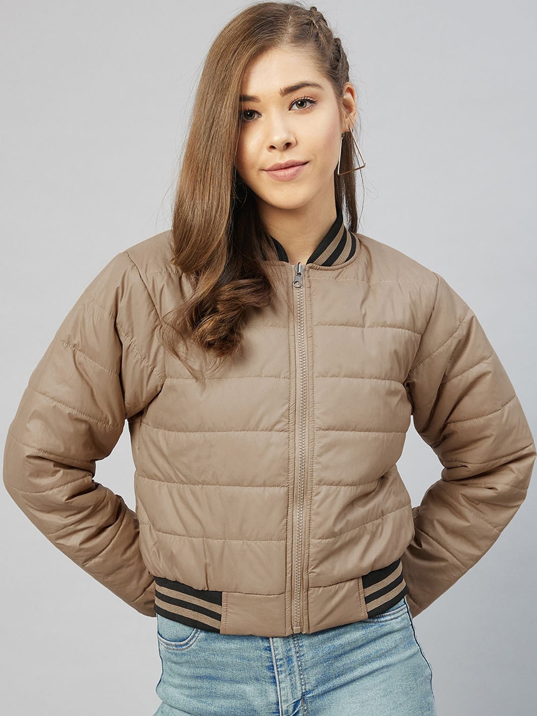 Marie Claire Women Khaki Puffer Jacket