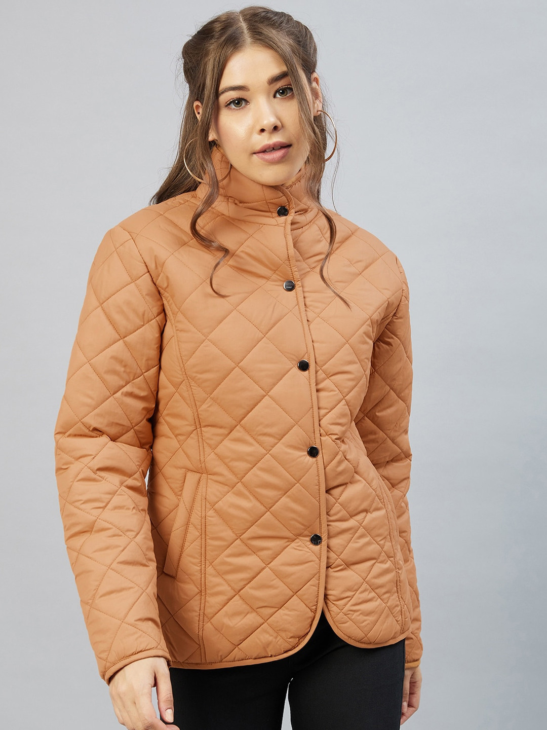 RARE Women Tan Lightweight Quilted Jacket