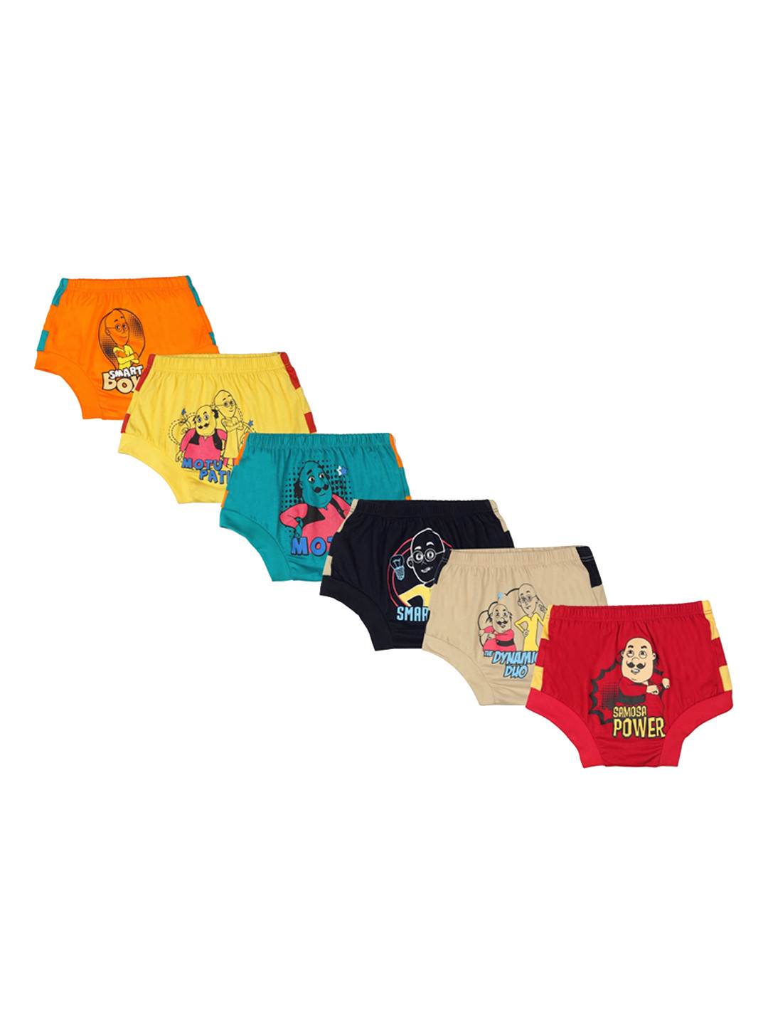 Red Rose Boys Multicoloured Pack of 6 Motu Patlu Printed Cotton Basic Briefs NDJR-58-CLPO6