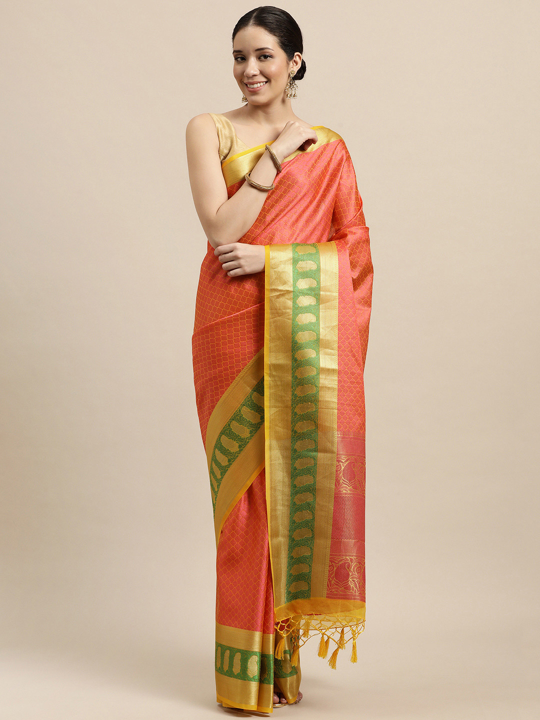 Mitera Pink Art Silk Banarasi Saree