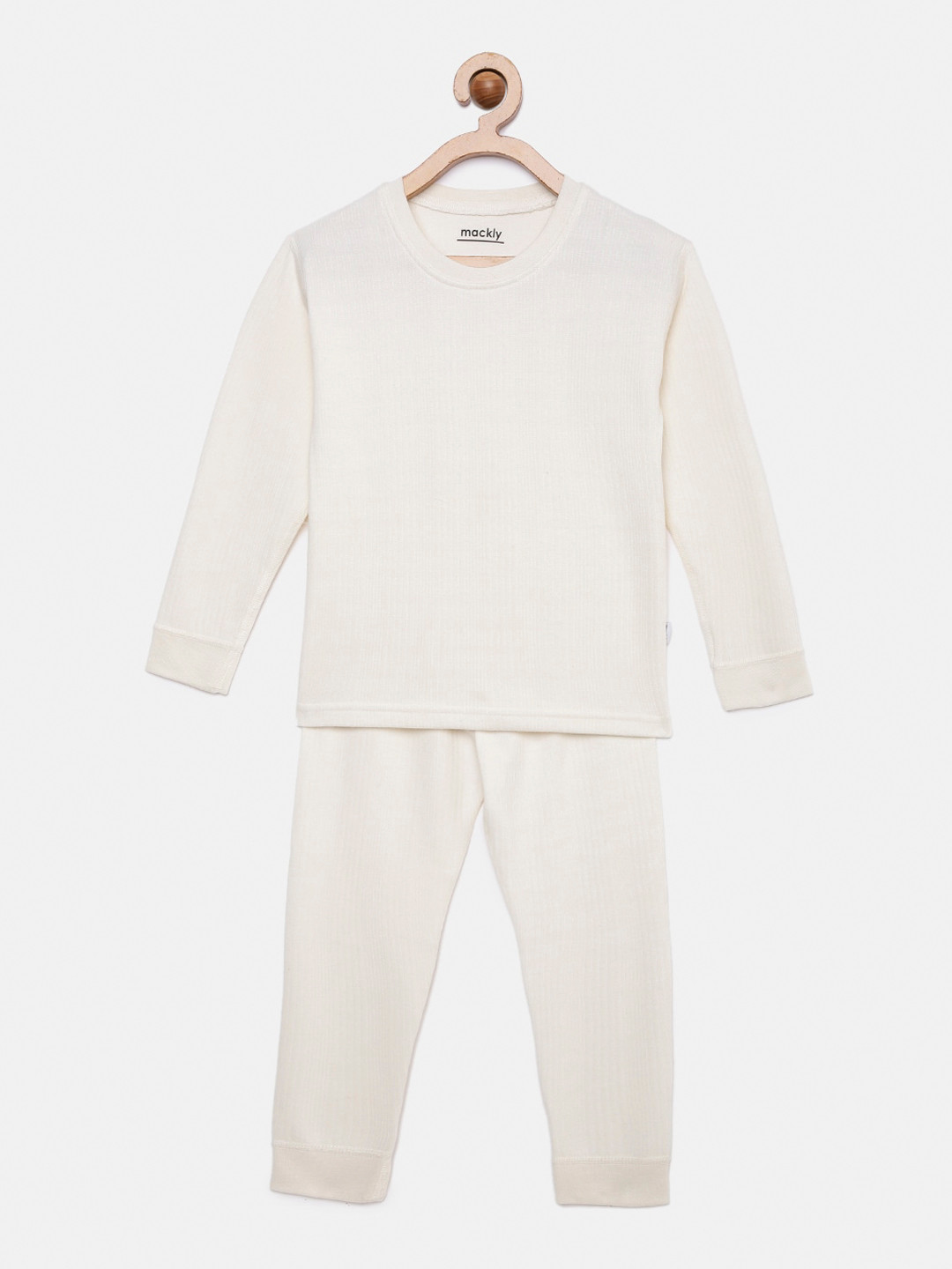 mackly Kids Off-White Solid Thermal Set