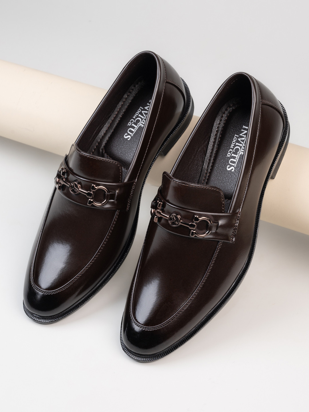 INVICTUS Men Brown Solid Formal Slip-On Shoes