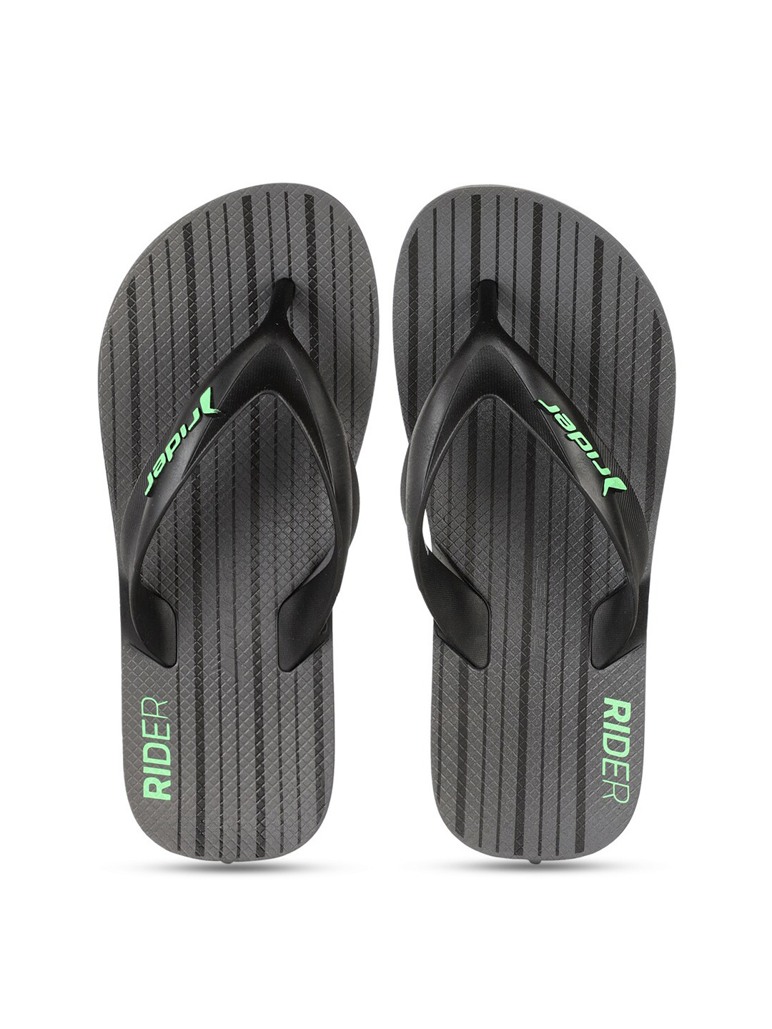 Rider Men Grey & Black Striped Thong Flip-Flops