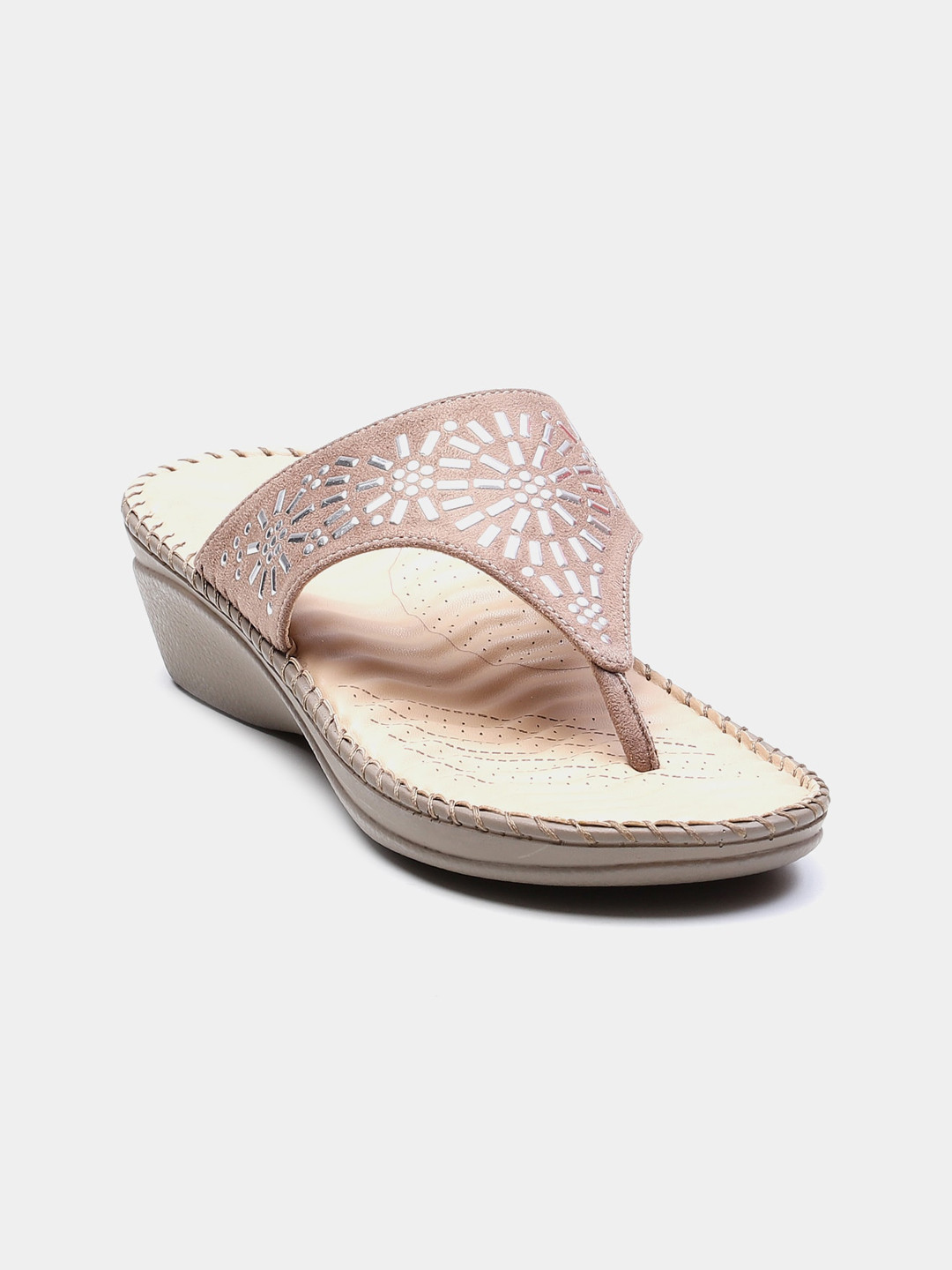 Biba Women Khaki Embellished One Toe Flats