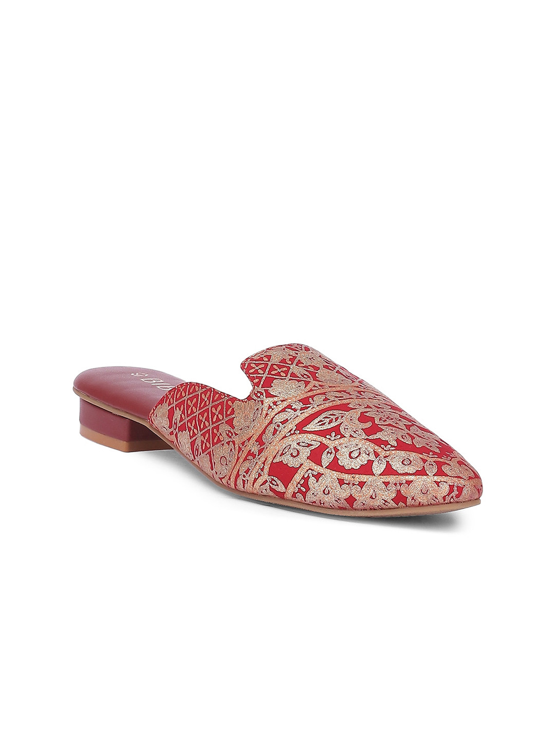 Biba Women Maroon Printed Mules Flats