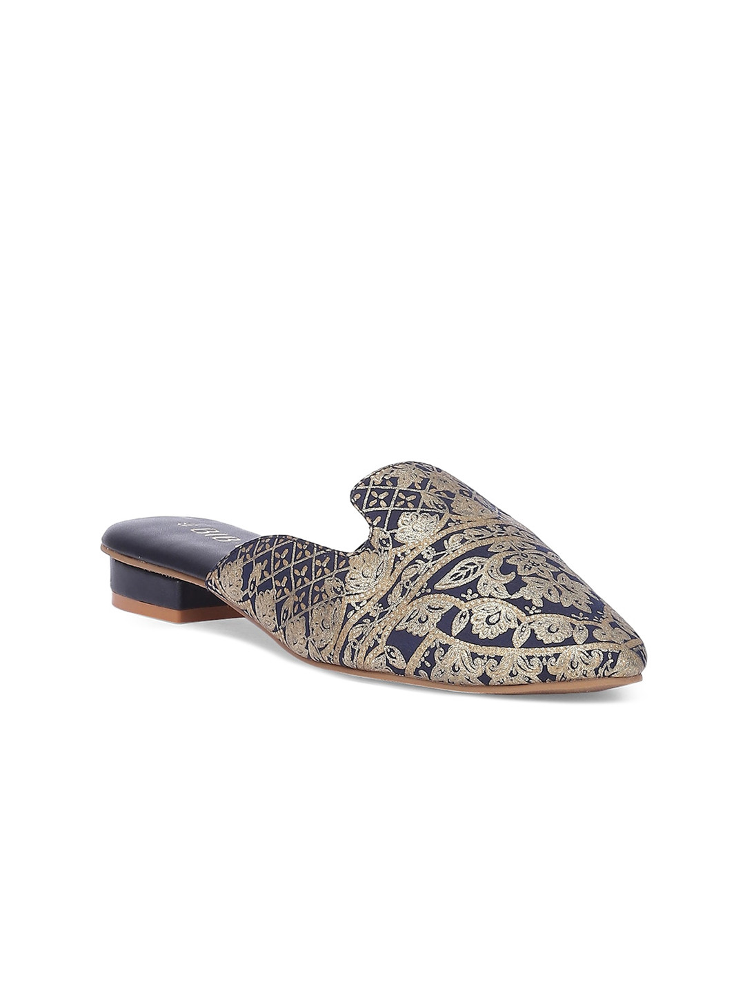 Biba Women Blue Textured Mules Flats