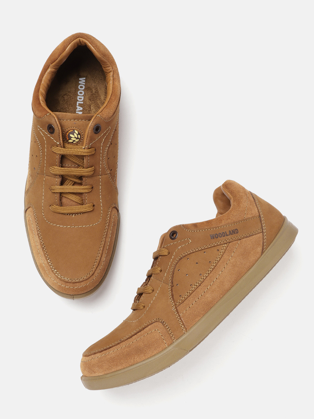 Woodland Men Brown Nubuck Sneakers