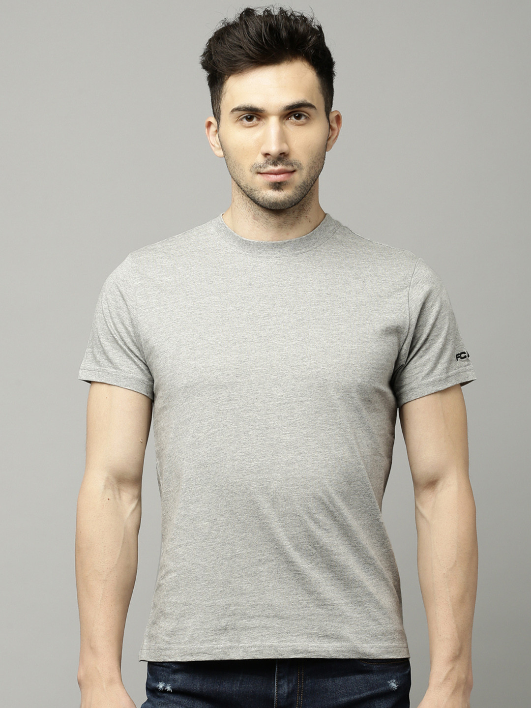 Buy FCUK Men Grey Solid Round Neck T 