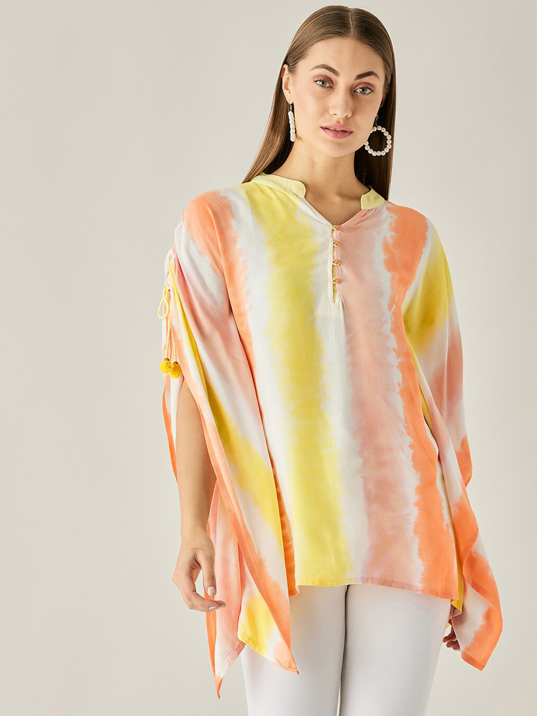 The Kaftan Company Multicoloured Extended Sleeves Kaftan Top