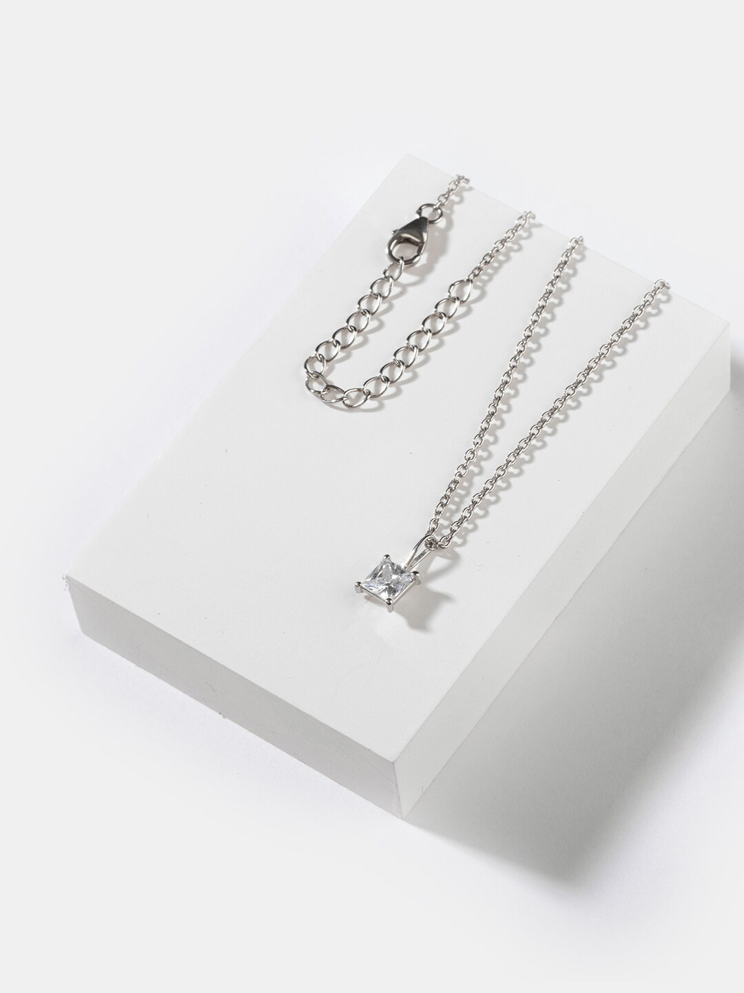 SHAYA Silver-Toned CZ-Studded Pendant Sterling Silver Necklace