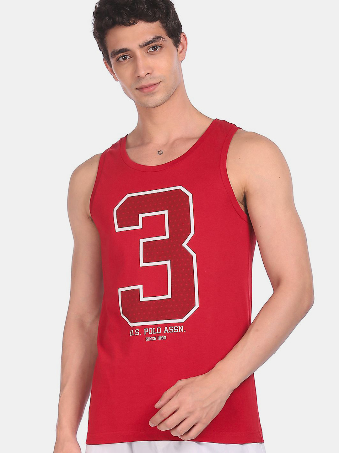 U.S. Polo Assn. Men Red Printed Innerwear Vest I617-125-P1