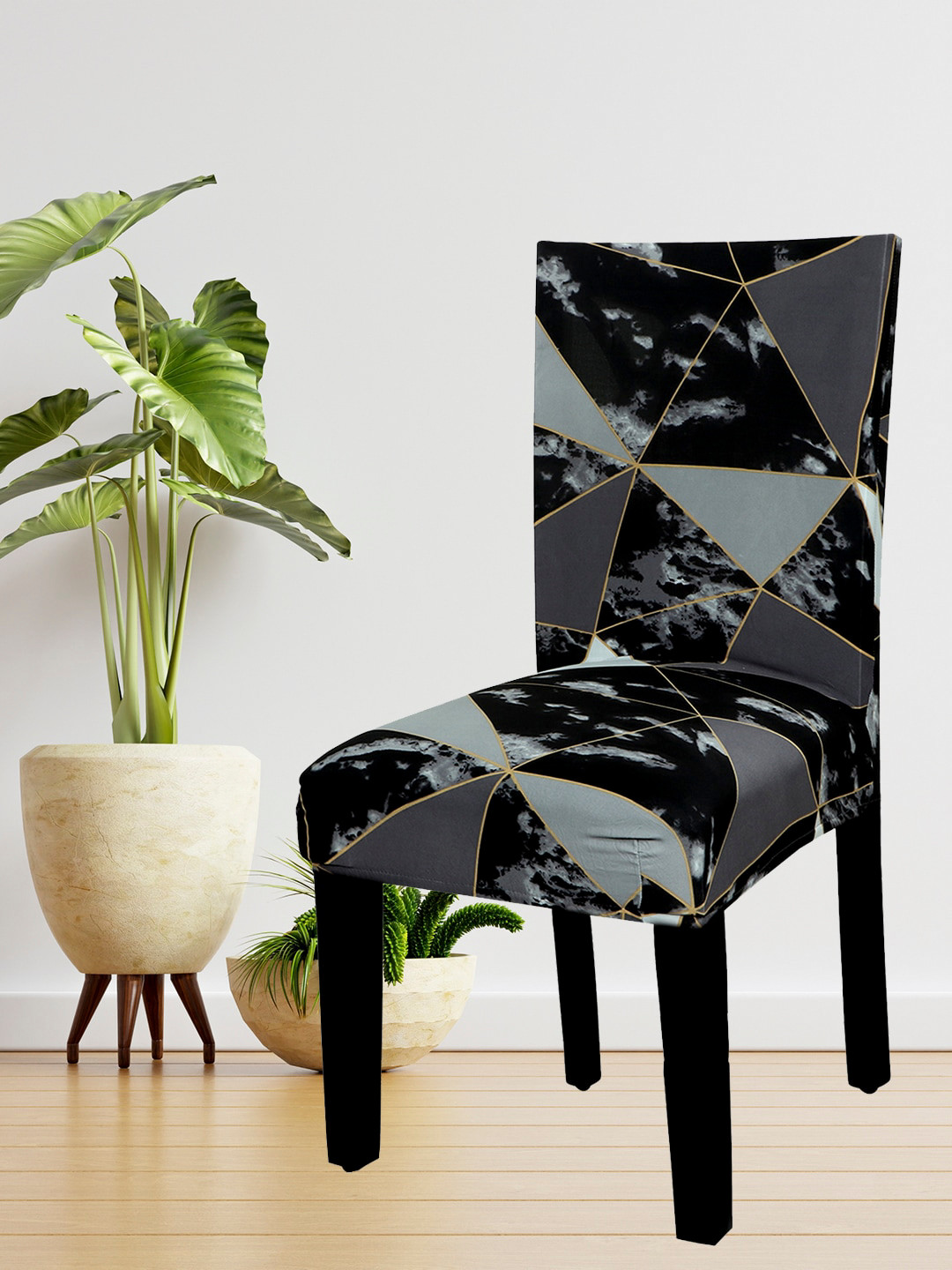 HOUSE OF QUIRK Black Printed Chair Cover