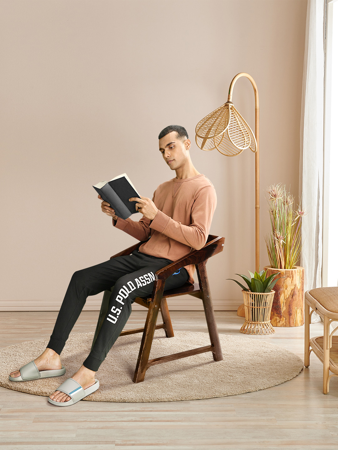 U.S. Polo Assn. Men Black Printed Joggers