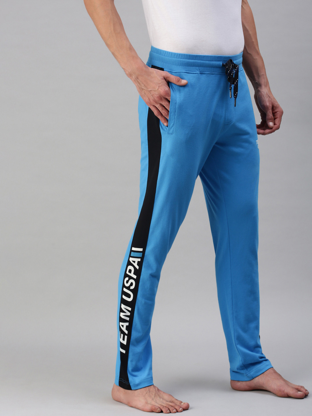 U.S. Polo Assn. Men Blue Solid Lounge Pants