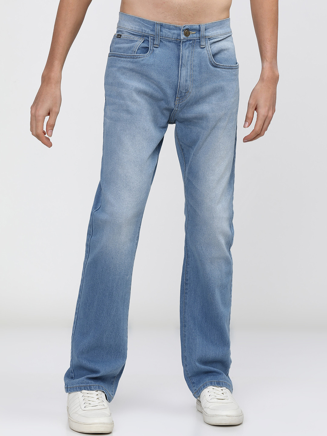 HIGHLANDER Men Blue Bootcut Heavy Fade Stretchable Jeans