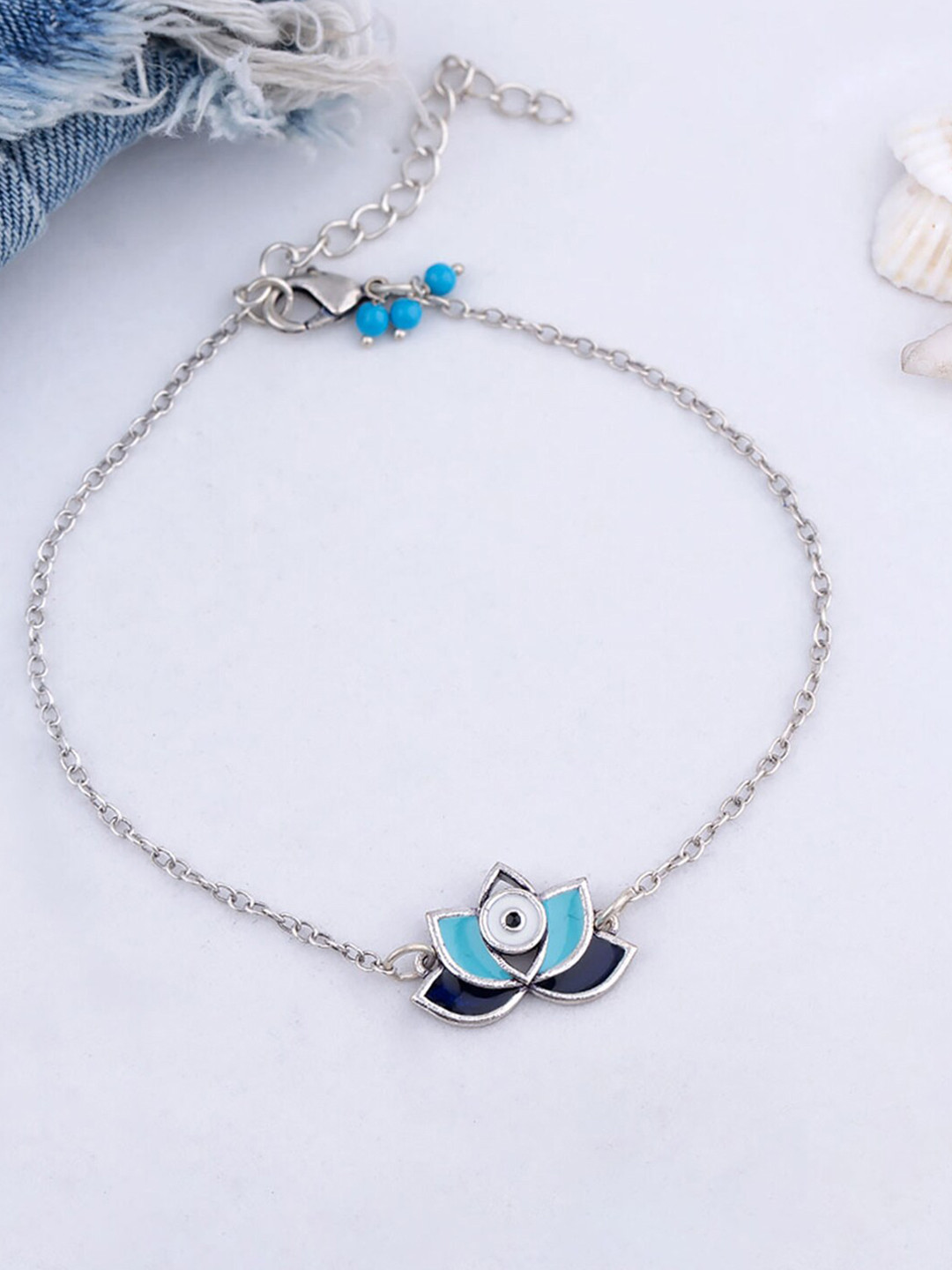 Evil Eyes Lotus Motif Bracelet