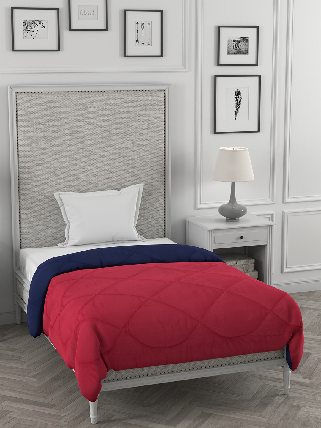 JAIPUR FABRIC Red Microfiber Heavy Winter 250 GSM Single Bed Comforter