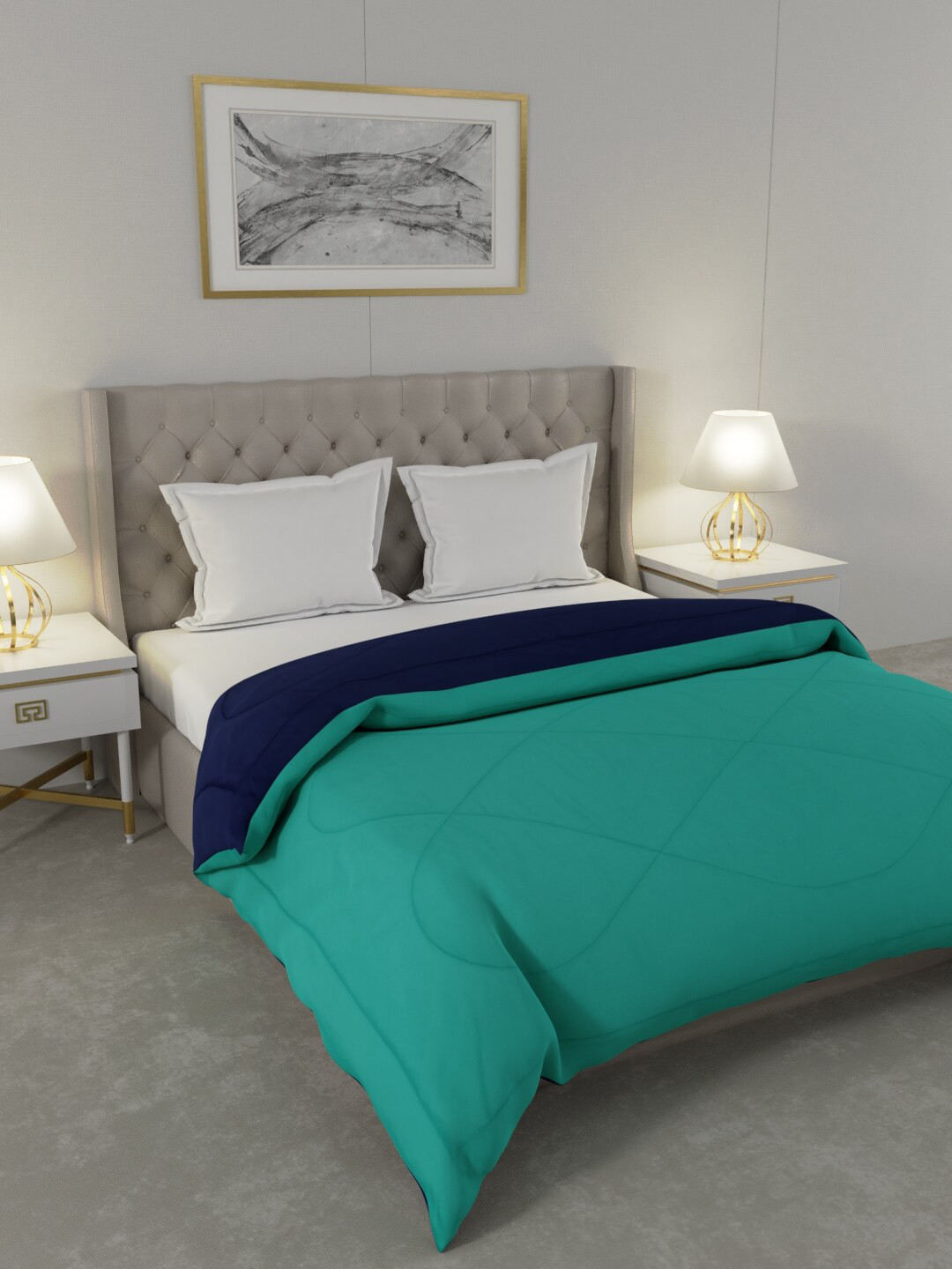 JAIPUR FABRIC Green Microfiber Heavy Winter 250 GSM Double Bed Comforter