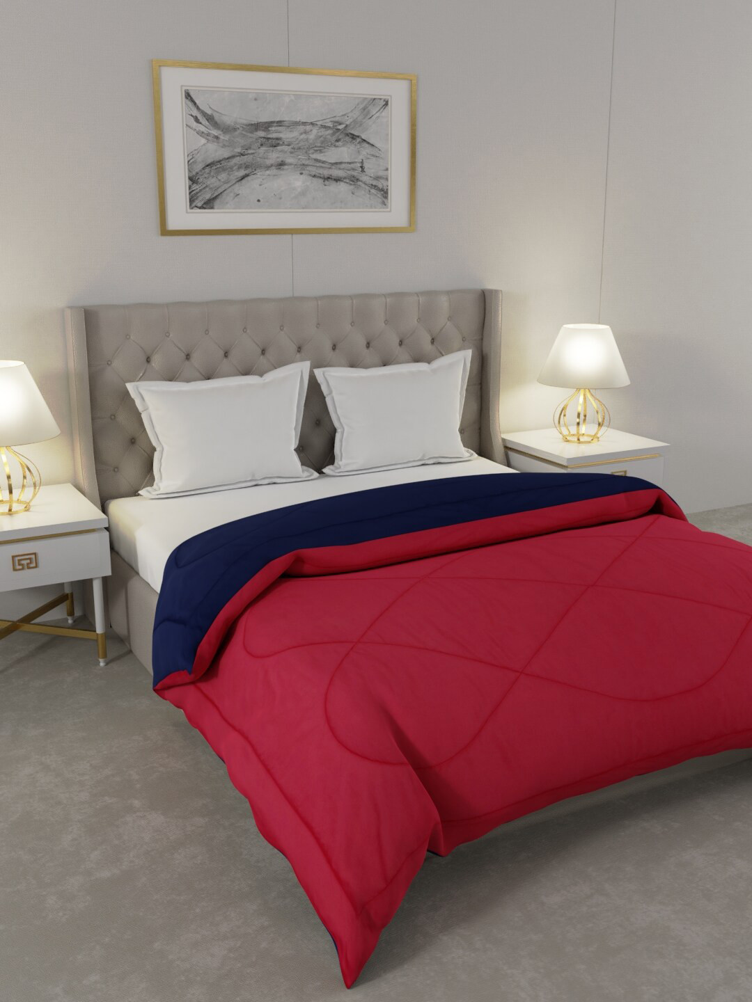 JAIPUR FABRIC Red & Blue Microfiber Heavy Winter 250 GSM Double Bed Comforter