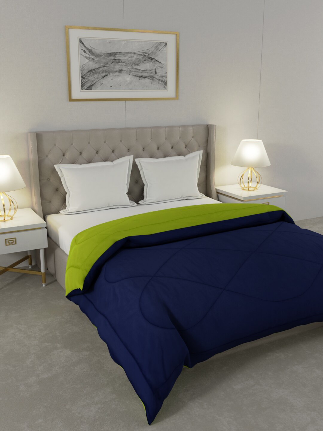 JAIPUR FABRIC Blue Microfiber Heavy Winter 250 GSM Double Bed Comforter