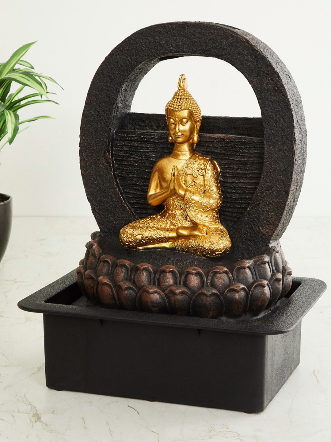 Home Centre Gold-Toned & Black Buddha Fountain