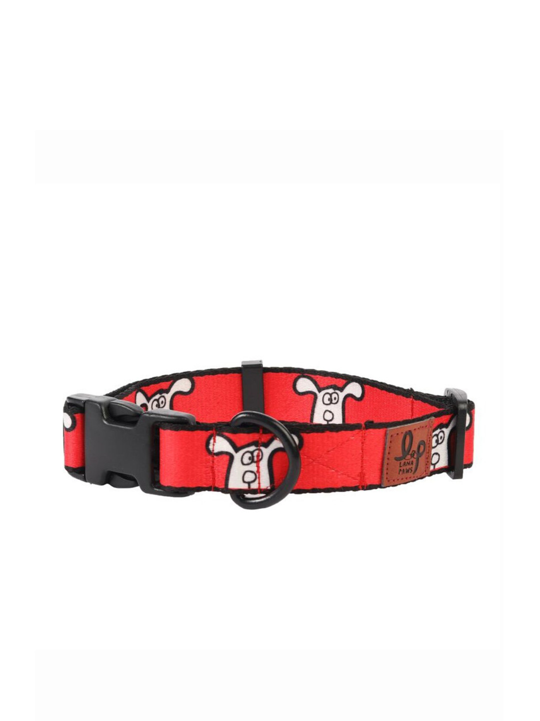 LANA PAWS Red & Black Self Design Pet Collars
