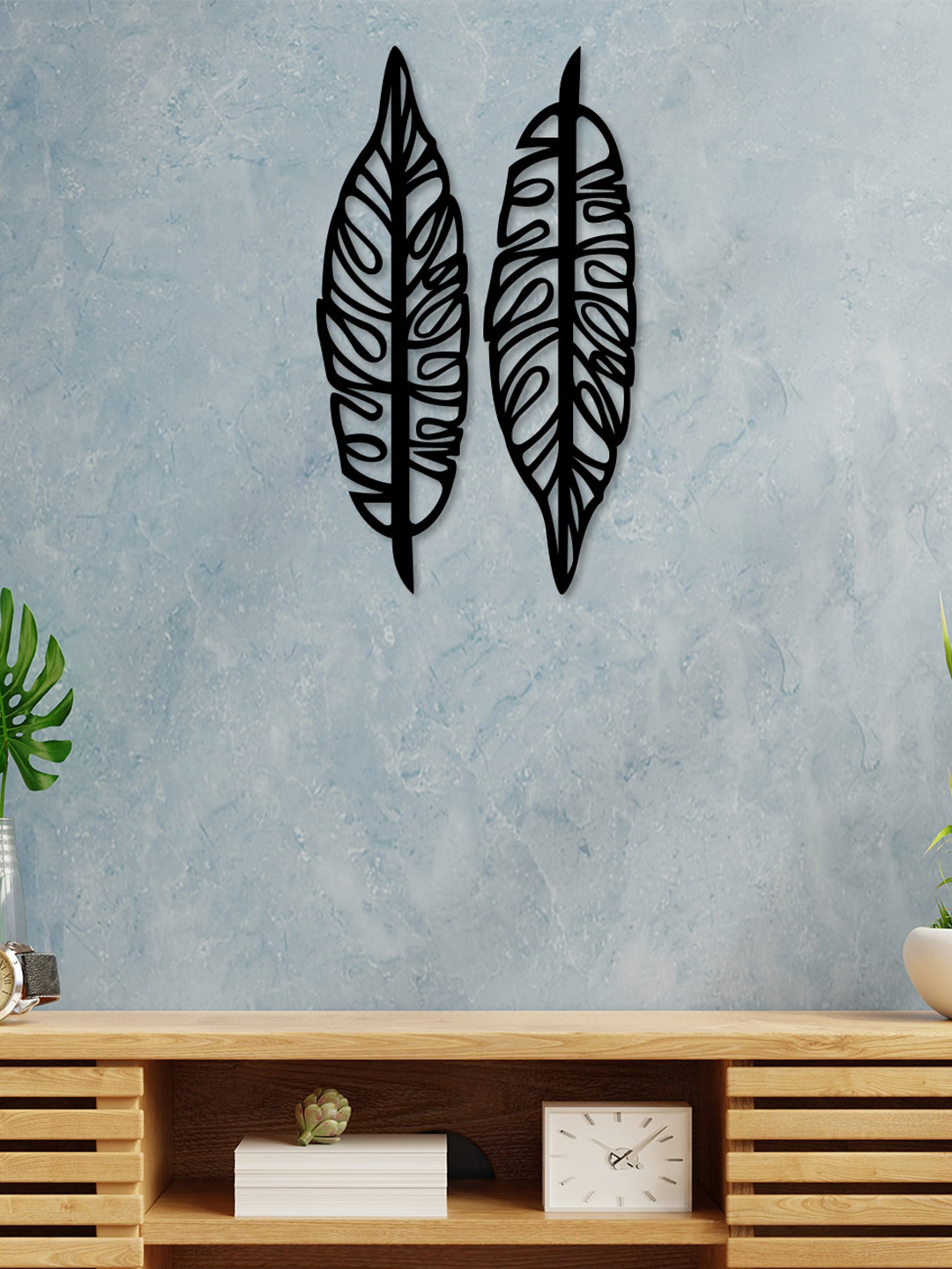 Art Street Set of Two Leaves MDF Matte Sticking Hall 2Pcs Signs and Plaques-12In