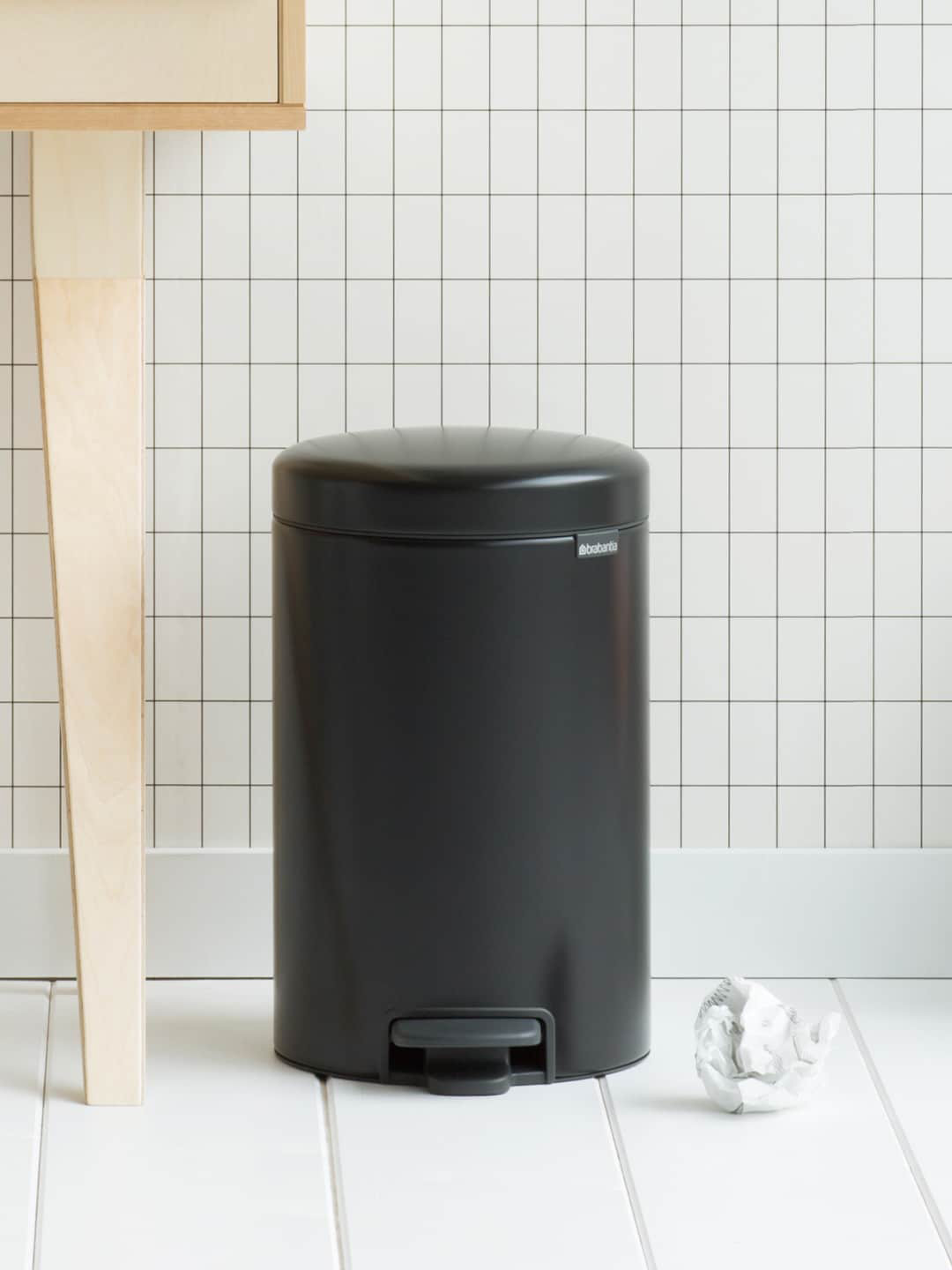 Brabantia Black NewIcon Pedal Plastic Bin 12L