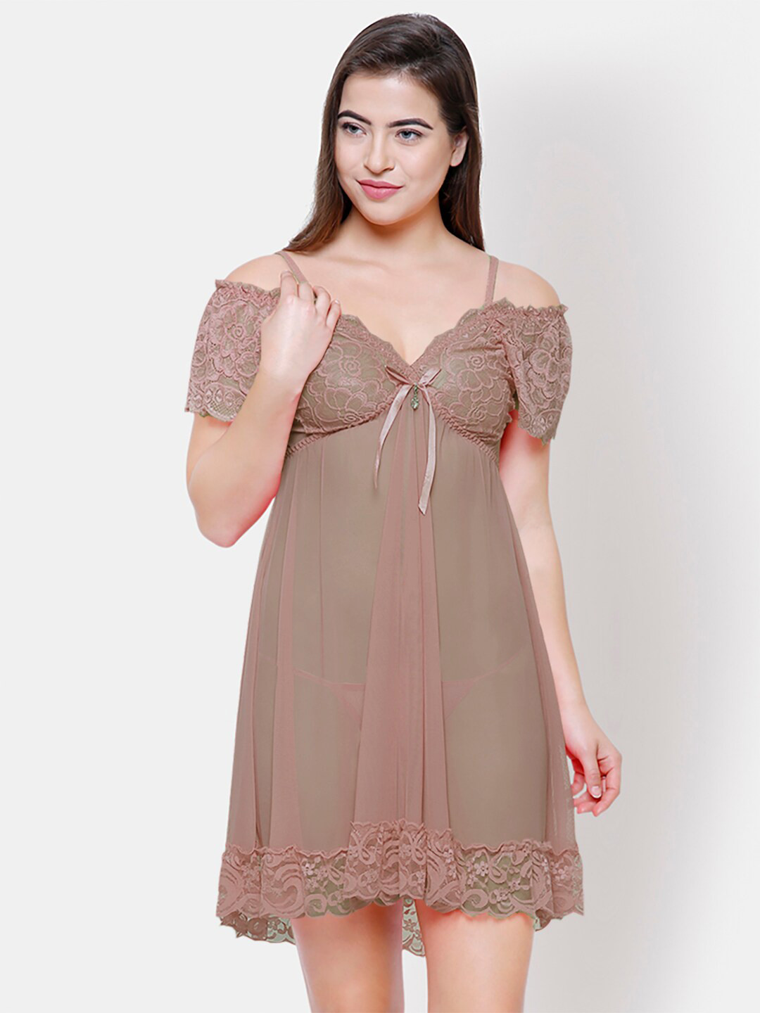 FashionRack Coffee Brown Net Baby Doll