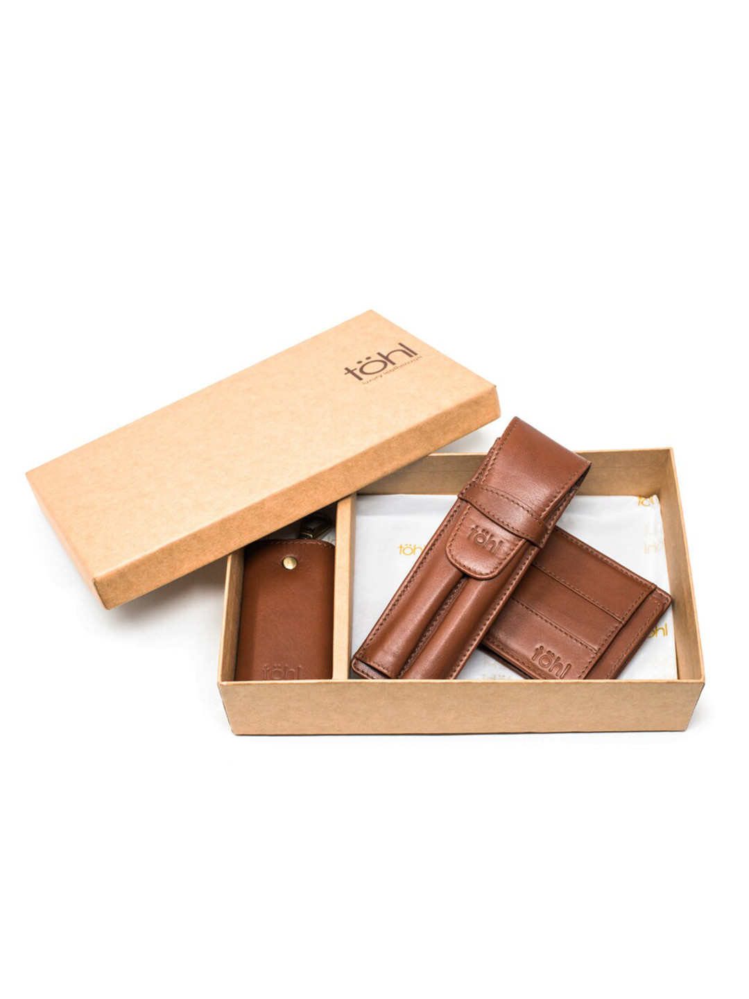 tohl Men Tan Solid Accessory Gift Set