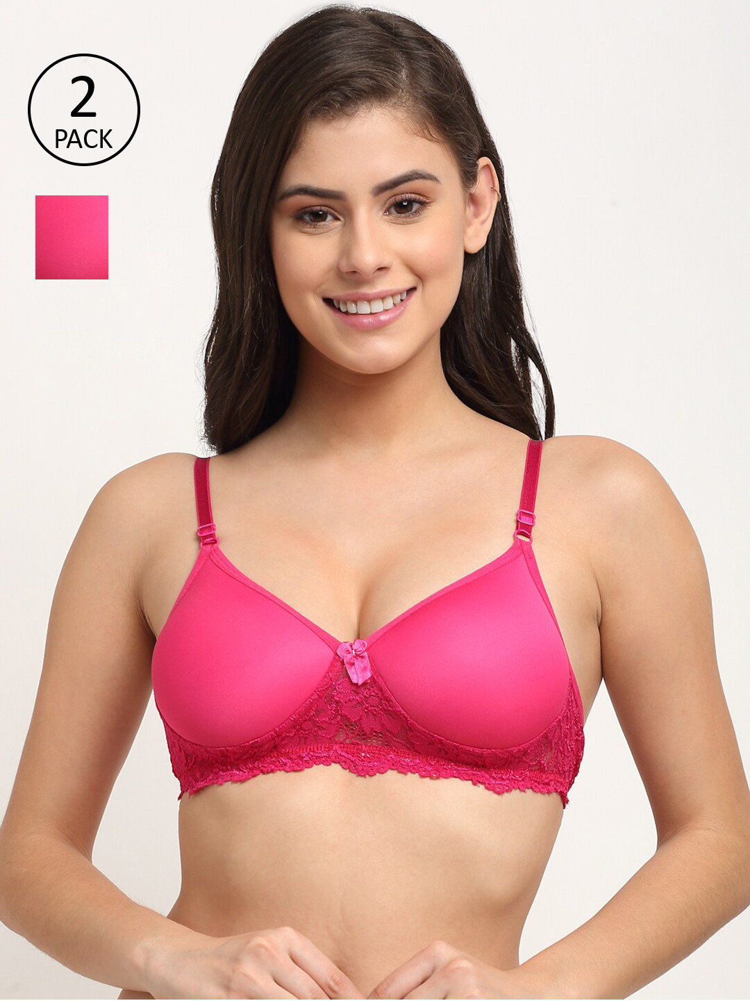 Friskers Pack of 2 Pink Push-Up Bra Lightly Padded 2O-315-07-315-07-30