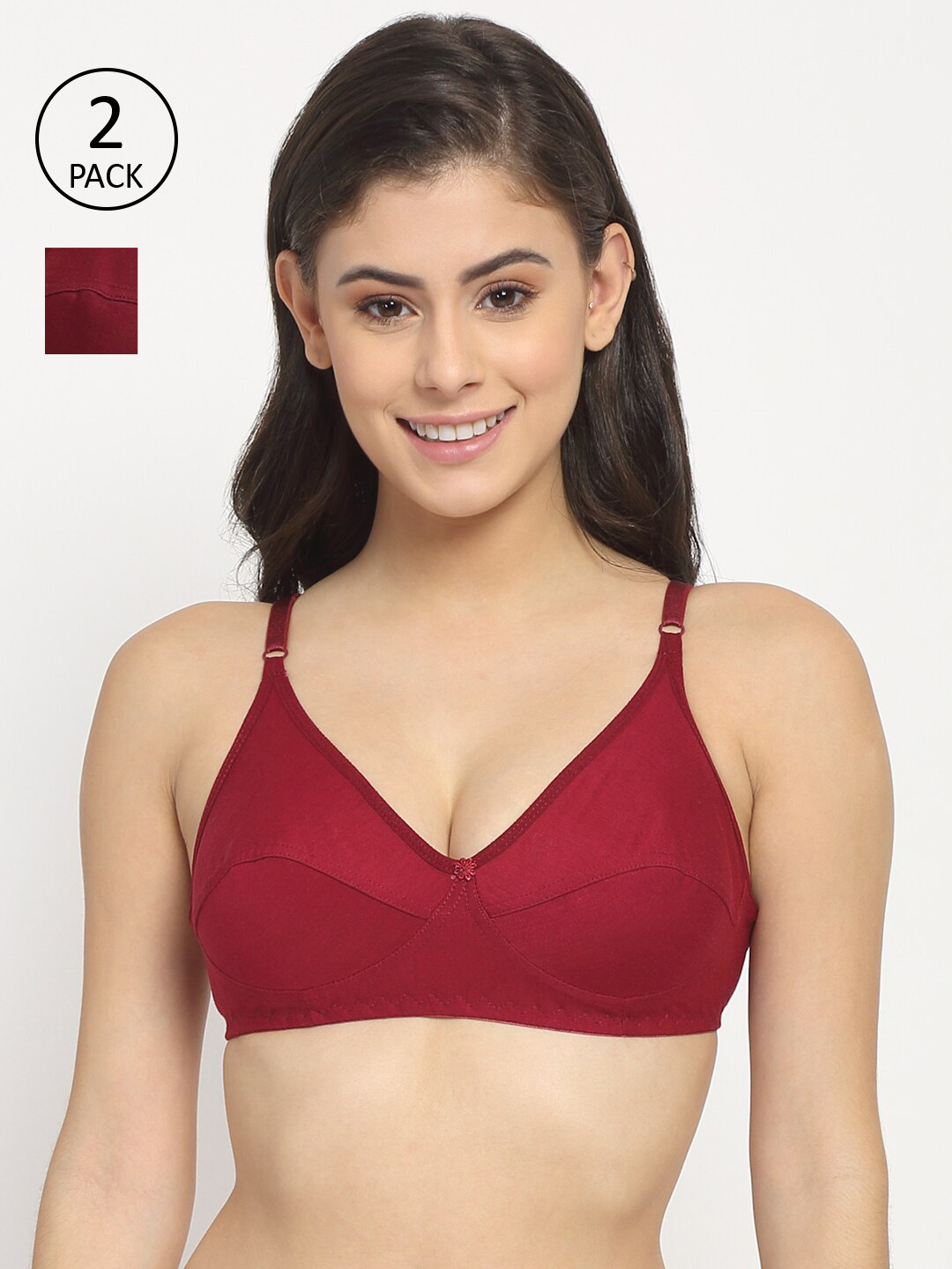 Friskers Pack of 2 Maroon & Red Balconette Bra