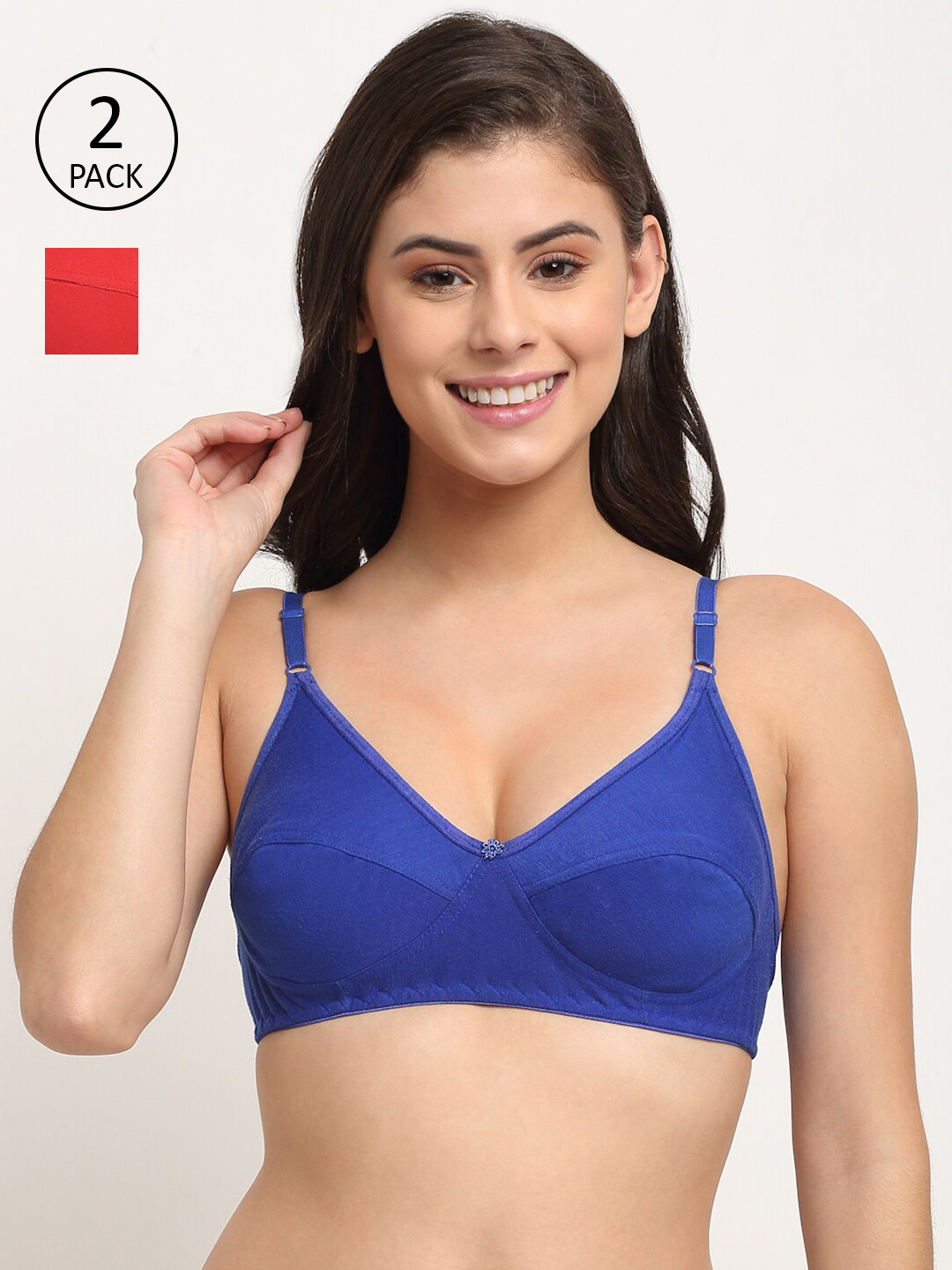 Friskers Red & Blue Push-Up Bra Pack of 2