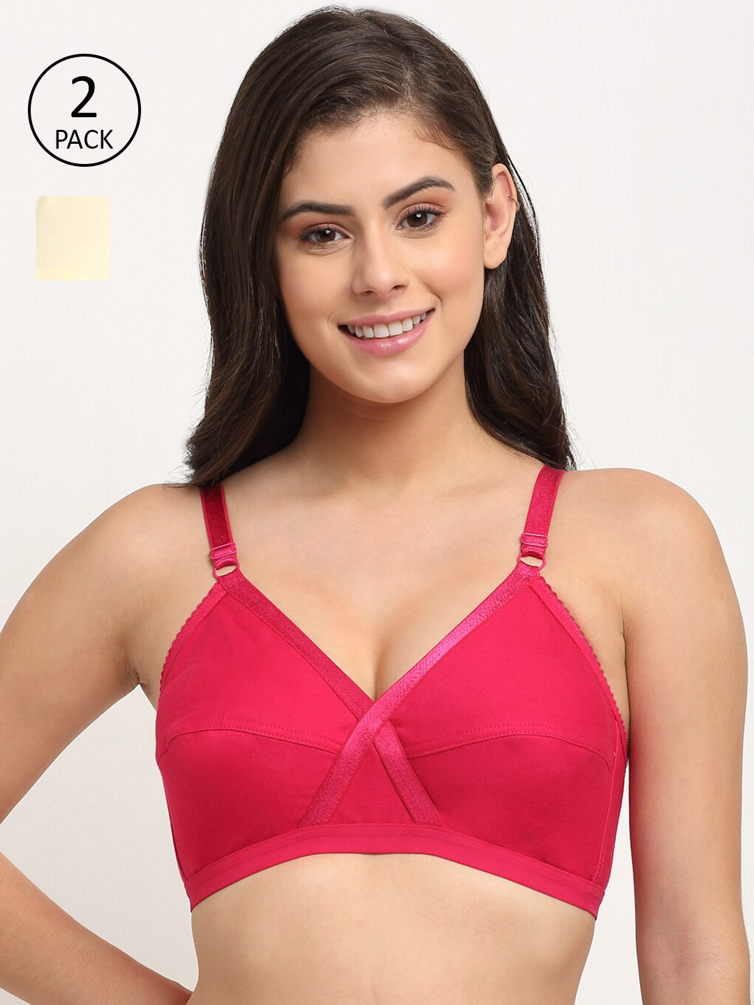 Friskers Pack Of 2 Beige & Pink Balconette Bra 2O-312-09-312-15-30