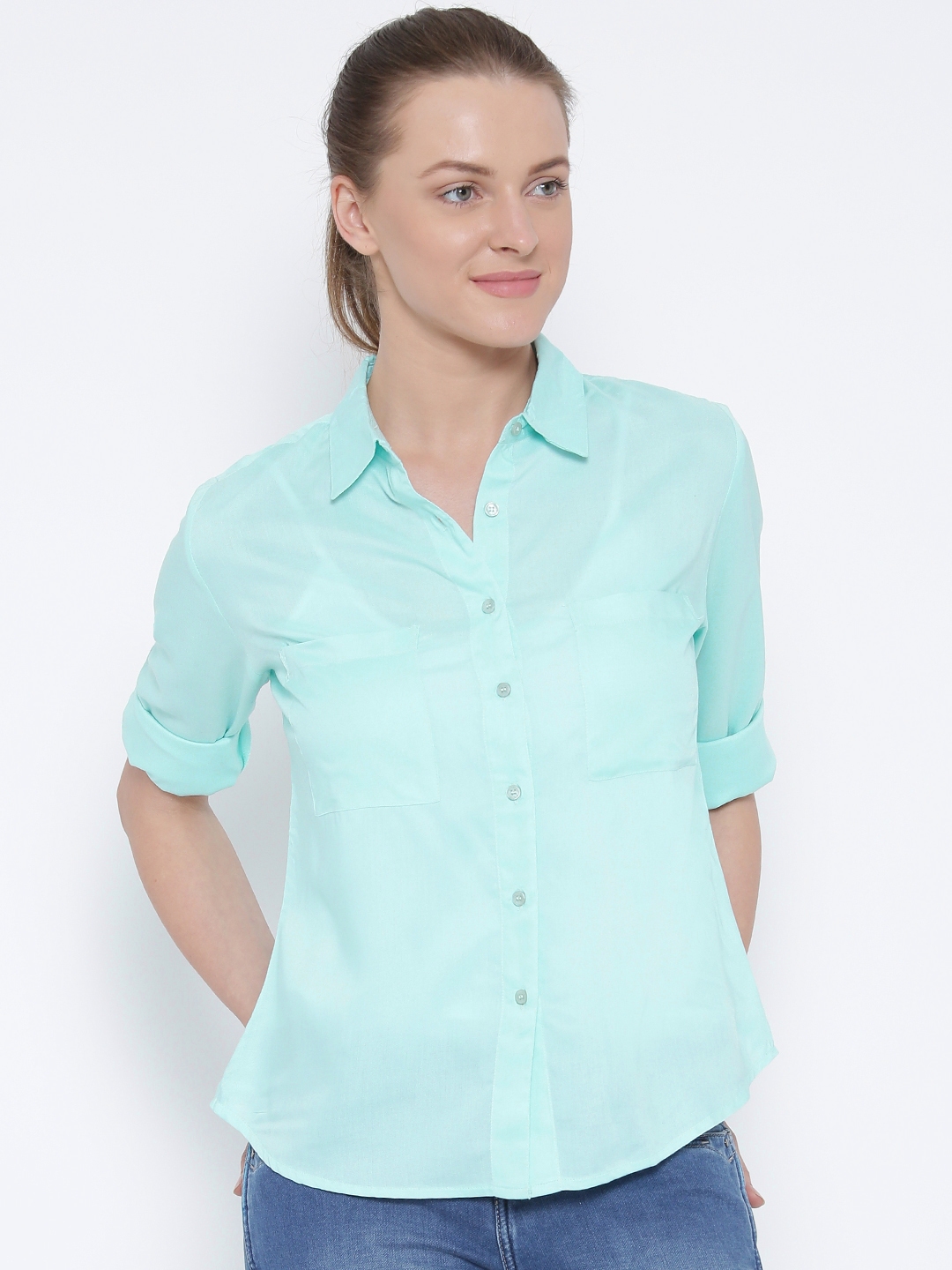 turquoise dress shirt women's