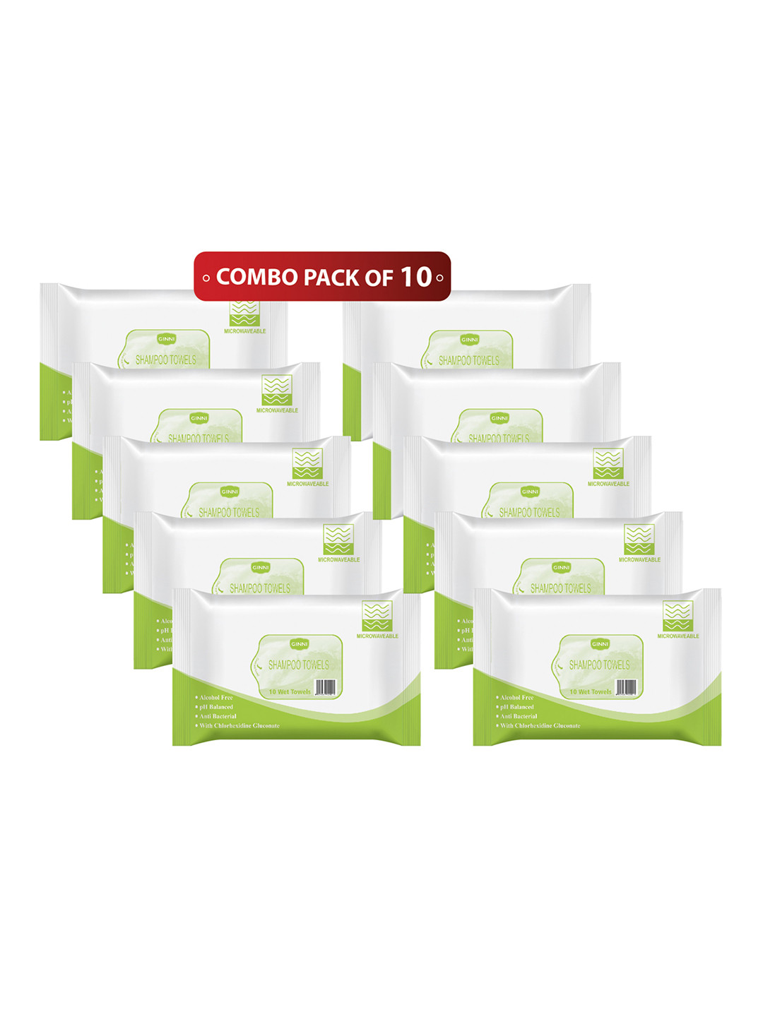 Ginni Pack of 10 Shampoo of Towels