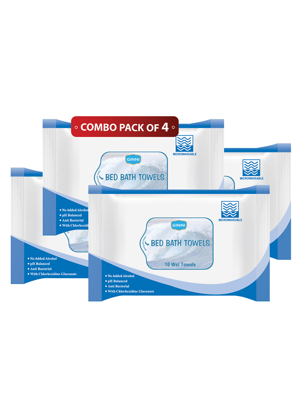 Ginni Set of 4 White 10 Pulls Wet Wipes