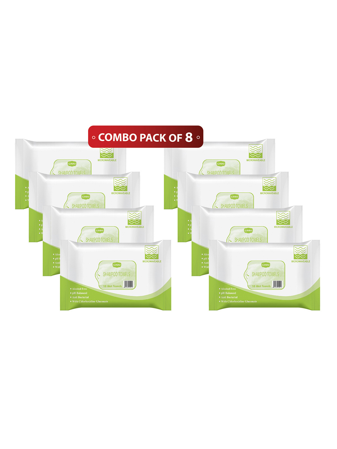 Ginni Set Of 8 Shampoo Towel & 10 Pulls per Pack