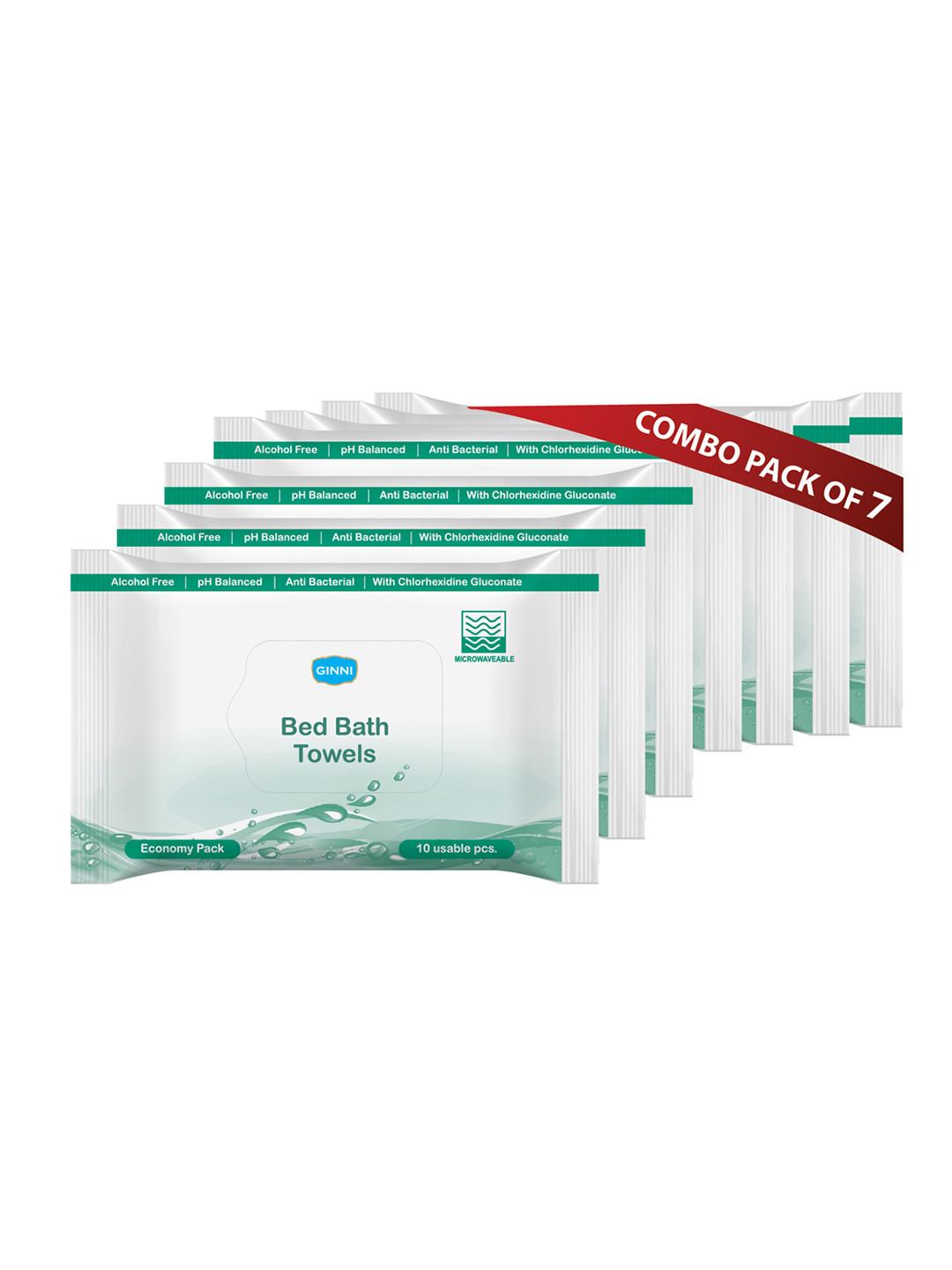 Ginni Set of 7 White 10 Pulls Wet Wipes